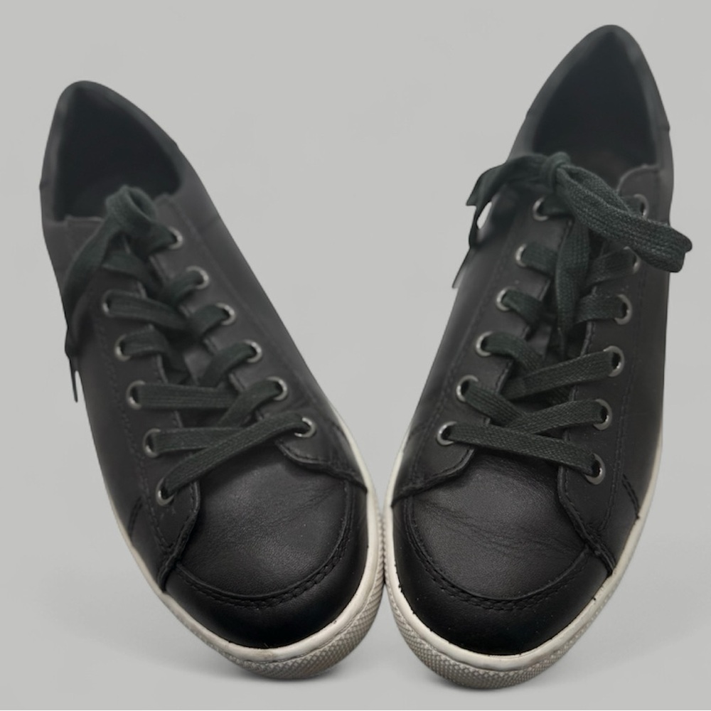 Black Leather Women’s Porter Sneakers Sz 8 - Picture 3 of 7